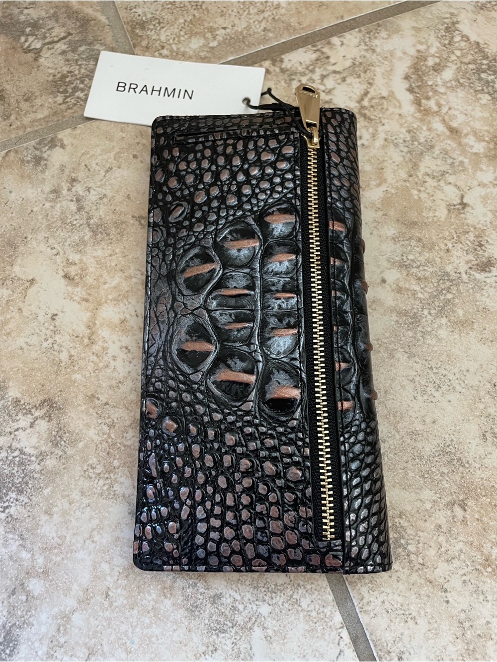 Brahmin rare dusk ady Copper Croc-Embossed Leather wallet nwt - Picture 7 of 8